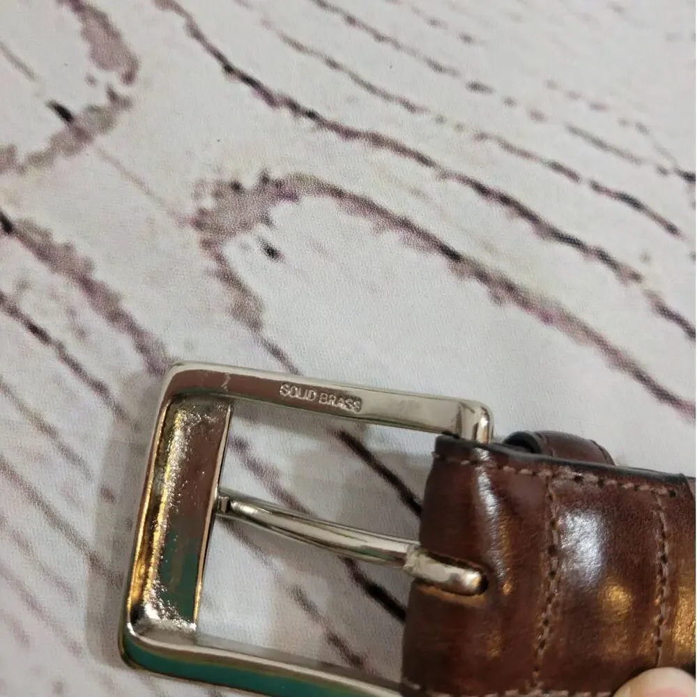DOCKERS‎ Brown Full Grain Cowhide Belt Solid Brass Buckle Men's Size 38